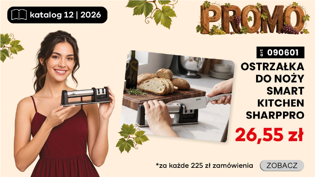 Otrzymaj ostrzałkę do noży Smart Kitchen SharpPro za jedyne 5,9€ za każde 225zł wartości zamówienia